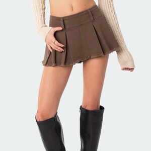 Edikted Pleated Micro Skirt in Olive